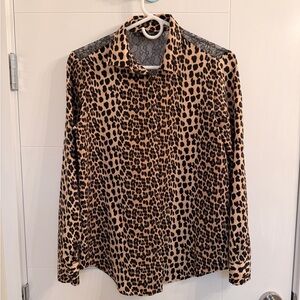 Zara Leopard Print Blouse with Black Lace